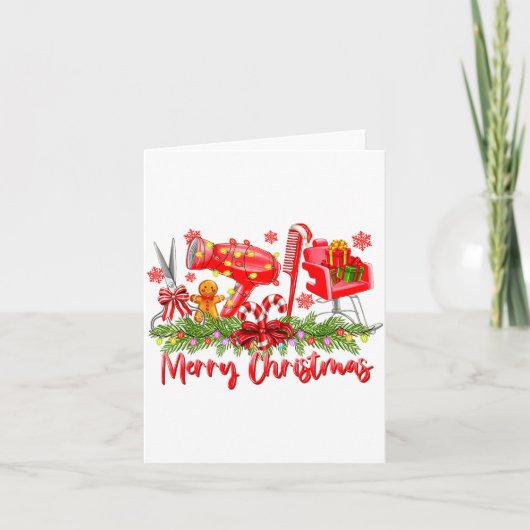 Merry Christmas Lights Hairstylist Tool Hairdresse カード (正面)