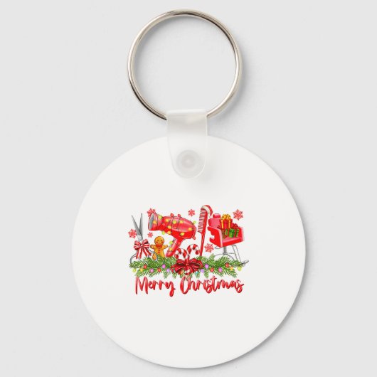 Merry Christmas Lights Hairstylist Tool Hairdresse キーホルダー (正面)