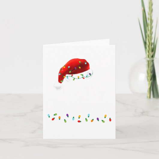 Merry Christmas Lights Red Santa Hat Xmas Family M カード (正面)