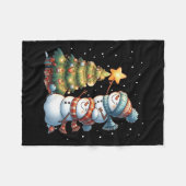 Merry Christmas Lights Red Santa Hat Xmas Family M フリースブランケット (正面(横))