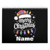 Merry Christmas Lights Santa Hat Personalized Gift カレンダー (カバー)