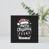 Merry Christmas Lights Santa Hat Personalized Gift 招待状 (スタンド正面)