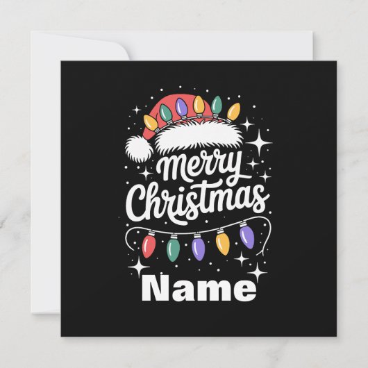 Merry Christmas Lights Santa Hat Personalized Gift 招待状 (正面)