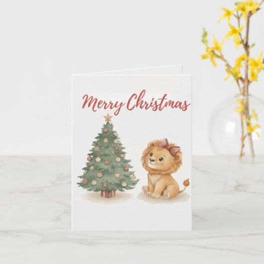 Merry Christmas Lion Card Tradition Treasures カード (黄色い花)