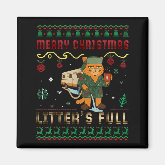 Merry Christmas Litter’s Full Funny Cat Xmas Ugly  マグネット (正面)