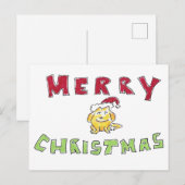 Merry Christmas Little Yellow Lab Puppy Cartoon シーズンポストカード (正面/裏面)