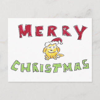 Merry Christmas Little Yellow Lab Puppy Cartoon シーズンポストカード