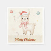 Merry Christmas Llama Paper Napkins スタンダードカクテルナプキン (正面)