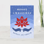 Merry Christmas lotus flower peaceful blue シーズンカード (正面)
