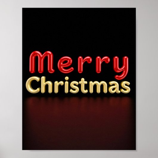 Merry Christmas Luxury Typography Poster Paper 02 ポスター (正面)