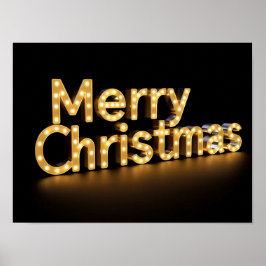 Merry Christmas Luxury Typography Poster Paper H03 ポスター