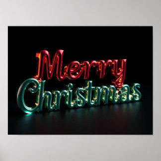 Merry Christmas Luxury Typography Poster Paper H05 ポスター