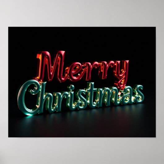 Merry Christmas Luxury Typography Poster Paper H05 ポスター (正面)