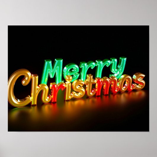 Merry Christmas Luxury Typography Poster Paper H06 ポスター (正面)