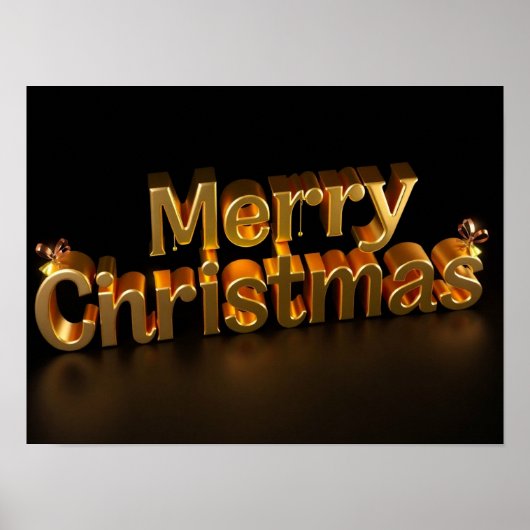Merry Christmas Luxury Typography Poster Paper H08 ポスター (正面)