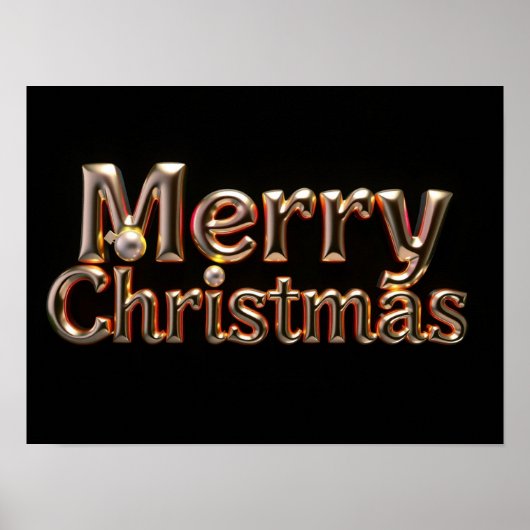 Merry Christmas Luxury Typography Poster Paper H12 ポスター (正面)