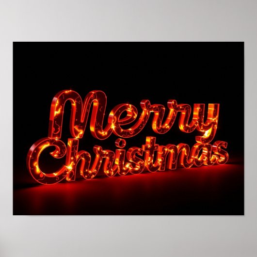 Merry Christmas Luxury Typography Poster Paper H17 ポスター (正面)