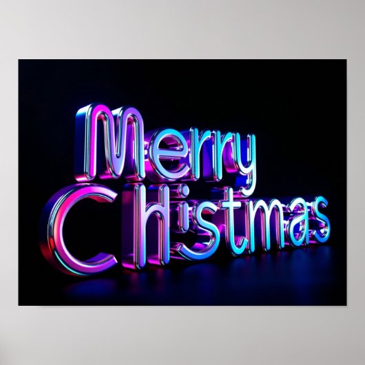 Merry Christmas Luxury Typography Poster Paper H19 ポスター (正面)