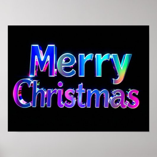 Merry Christmas Luxury Typography Poster Paper H25 ポスター (正面)