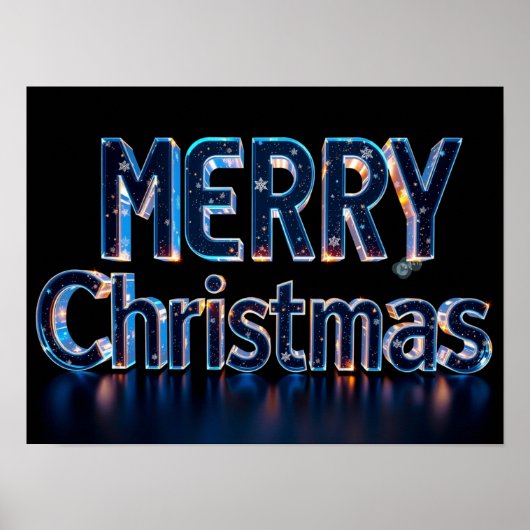 Merry Christmas Luxury Typography Poster Paper H26 ポスター (正面)