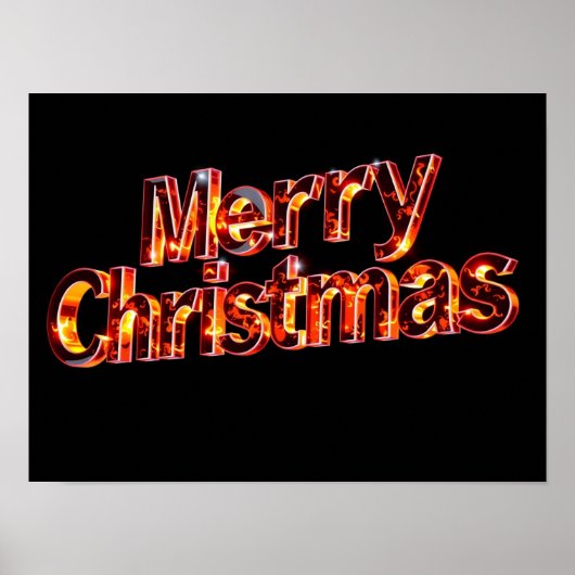 Merry Christmas Luxury Typography Poster Paper H44 ポスター (正面)