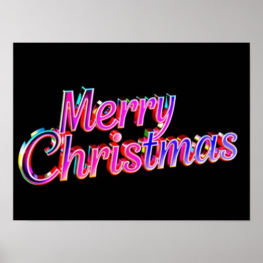 Merry Christmas Luxury Typography Poster Paper H46 ポスター (正面)