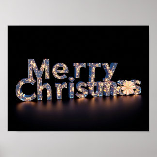 Merry Christmas Luxury Typography Poster Paper H48 ポスター