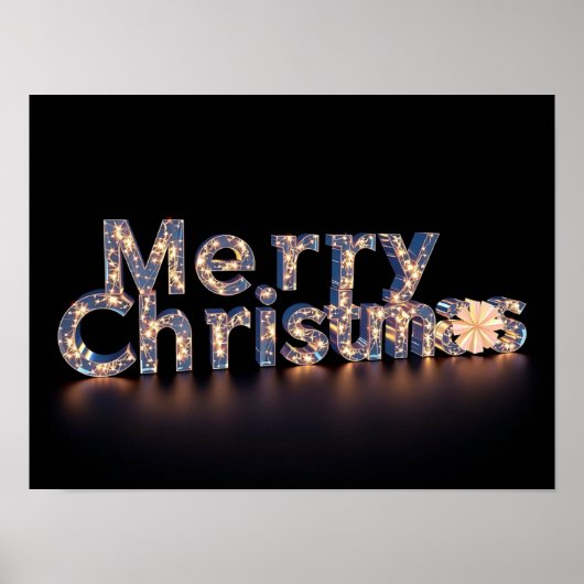 Merry Christmas Luxury Typography Poster Paper H48 ポスター (正面)