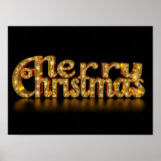 Merry Christmas Luxury Typography Poster Paper H49 ポスター