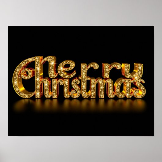 Merry Christmas Luxury Typography Poster Paper H49 ポスター (正面)