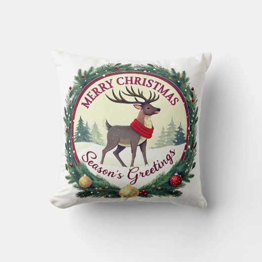 Merry Christmas –Majestic Winter Reindeer 🦌 クッション (正面)