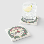 Merry Christmas –Majestic Winter Reindeer 🦌 ストーンコースター (横)