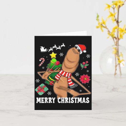 Merry Christmas Marcus The Worm Funny Unhinged Mem カード (黄色い花)