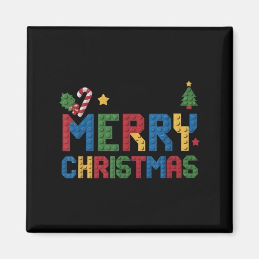 Merry Christmas Master Builder Kids Building Block マグネット (正面)