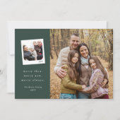 Merry Christmas memories three photo green シーズンカード (正面)