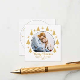 Merry Christmas Merry As A Mother White Gold Photo エンクロージャーカード