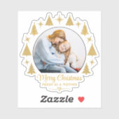 Merry Christmas Merry As A Mother White Gold Photo シール (シート)