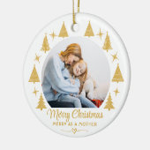 Merry Christmas Merry As A Mother White Gold Photo セラミックオーナメント (左)