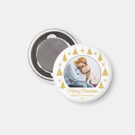 Merry Christmas Merry As A Mother White Gold Photo マグネット (正面/裏面)