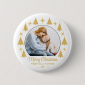 Merry Christmas Merry As A Mother White Gold Photo 缶バッジ (正面)