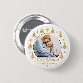 Merry Christmas Merry As A Mother White Gold Photo 缶バッジ