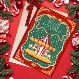 Merry Christmas Merry-go-round Greeting Card シーズンカード