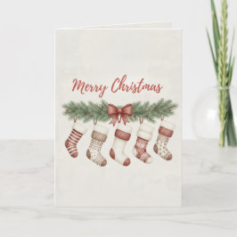 Merry Christmas Merry Stockings Card Cozy Hanging  カード