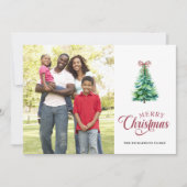 Merry Christmas Minimal Tree Photo Holiday Card シーズンカード (正面)