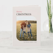 Merry Christmas Minimal Typography Photo Folded シーズンカード (正面)