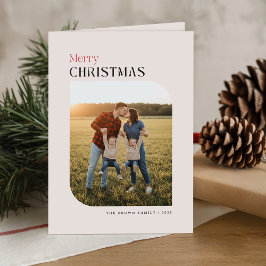 Merry Christmas Minimal Typography Photo Folded シーズンカード