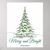 Merry Christmas | Minimalist Holiday Tree Script ポスター (正面)
