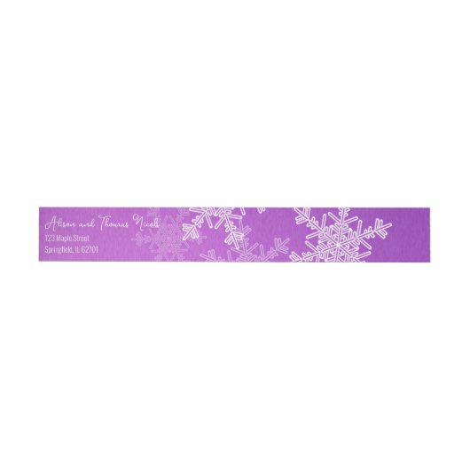 Merry Christmas Minimalist Purple Snowflakes  ラップアラウンド宛名ラベル (単一)