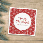 Merry Christmas Minimalist Simple Snowflake Red スタンダードカクテルナプキン<br><div class="desc">This simple minimalist photo card design features Christmas holiday red simple minimalist, minimal modern snowflake pattern, winter festive cute calligraphy script, trendy whimsical typography font, Christmas holiday classic family name, Christmas paper cocktail dinner napkin, Christmas holiday party supplies décor, a red and white snowflake design, merry Christmas whimsical greeting, clean...</div>