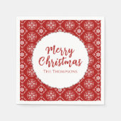 Merry Christmas Minimalist Simple Snowflake Red スタンダードカクテルナプキン (正面)